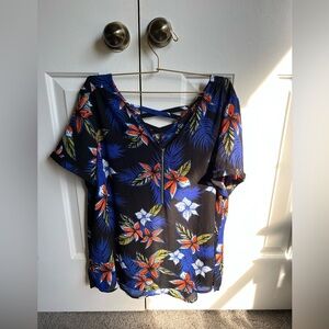 Apt. 9 Black and Blue Floral Blouse